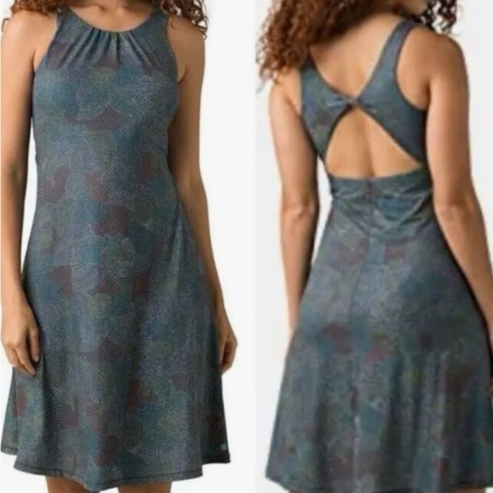 Prana Skypath Plus Size 2X Chalkboard Dotty Elegant Green Sleeveless Dress Woman
